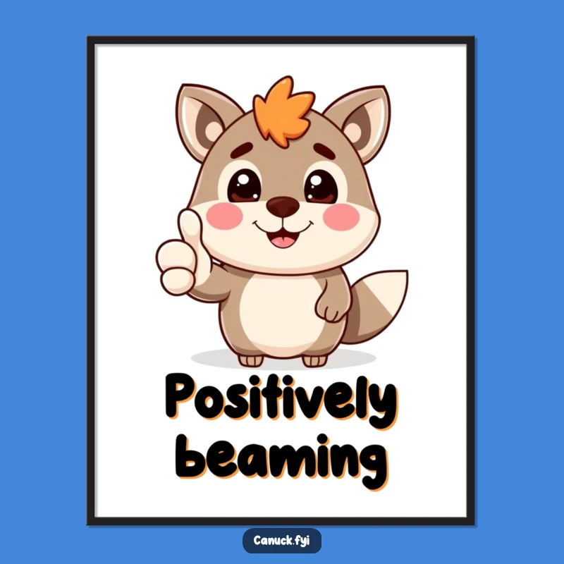 Funny Canadian Animal Thumbs Up Digital Art - Cheerful Positive Decor Gift