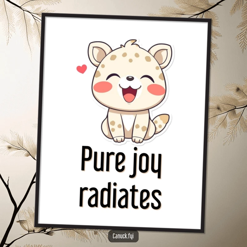 Funny digital art print of a joyful animal character laughing heartily, creating a vibrant and cheerful atmosphere.