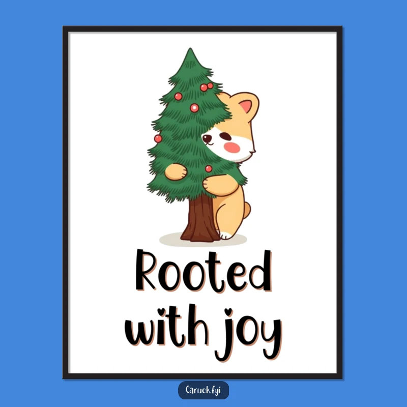 Funny Animal Hugging Tree Digital Print: Hilarious Nature Wall Art Gift