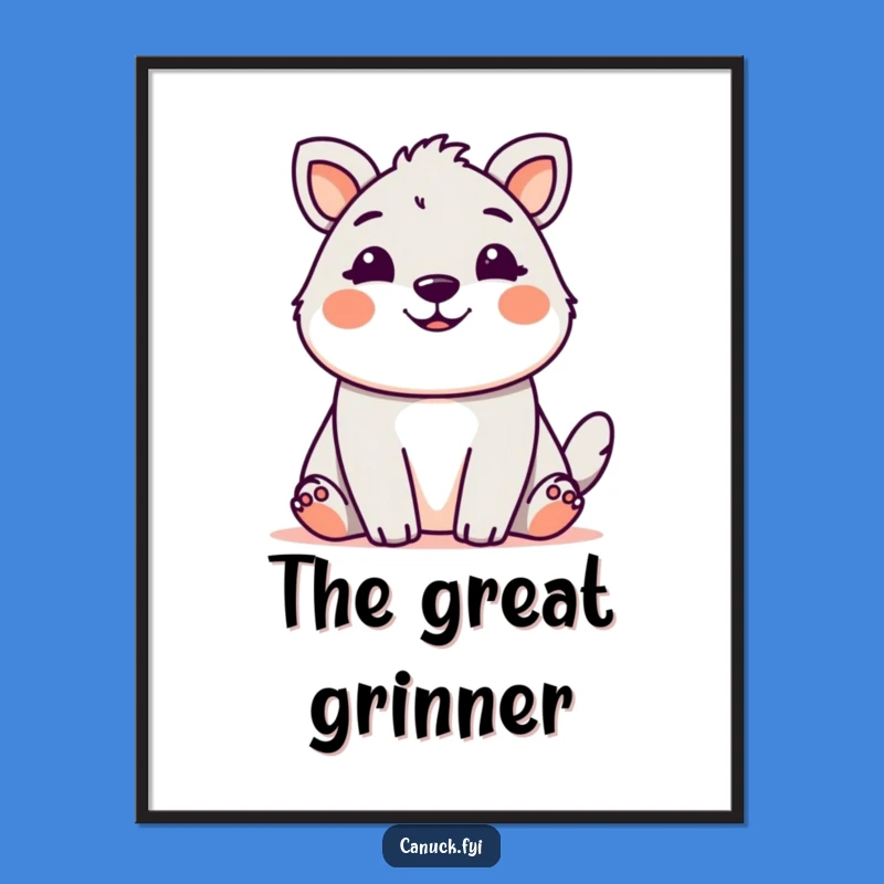 Funny Cute Animal Grin Digital Art: Instant Cheer for Your Space