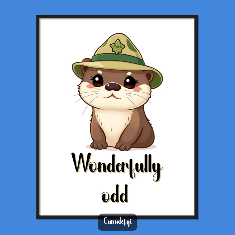 Funny Curious Otter Digital Art: Printable Park Ranger Gift