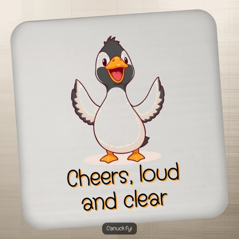 Funny Drink Coaster: A loon joyfully singing, featured on a coaster to add humor and protect surfaces.