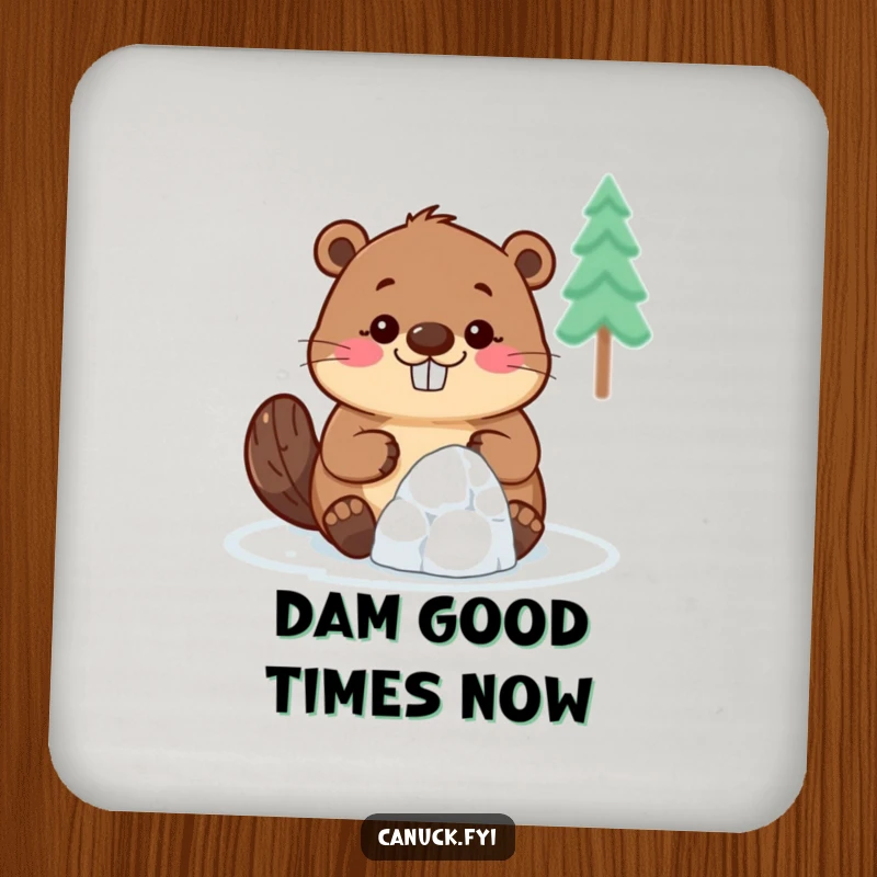 Funny Beaver Coasters: A smiling beaver builds a tiny igloo, adding a humorous and protective element to surfaces.