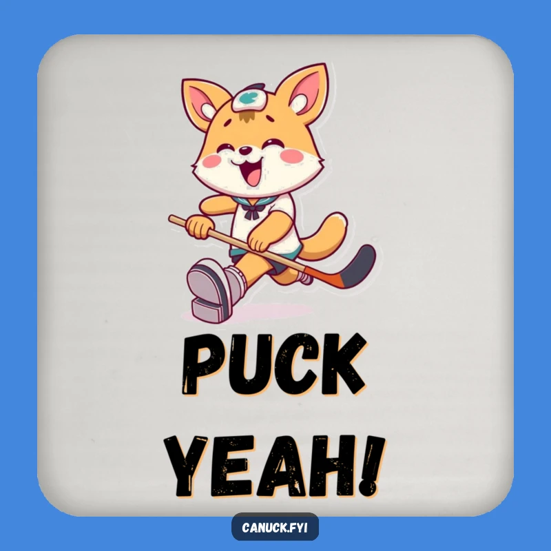 Funny Animal Hockey Coaster: Protect Surfaces with Joyful Puck Kicker Art