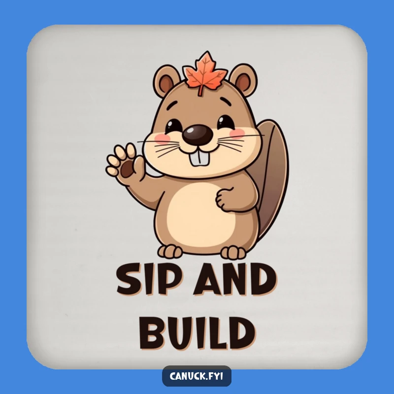 Funny Beaver Maple Leaf Drink Coaster: Protect Surfaces with Canadian Flair