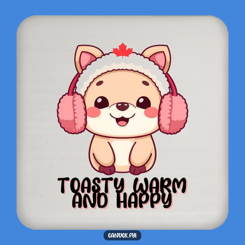 Funny Canadian Animal Earmuff Coaster - Protect Surfaces Warmly