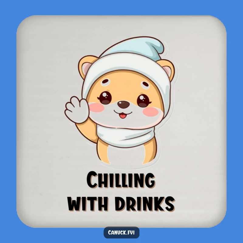 Funny Winter Animal Coaster: Cozy Waves for Your Drinks!