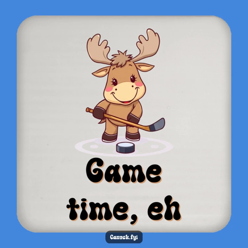 Funny Hockey Moose Coaster: Puck Tap Drink Protector Gift