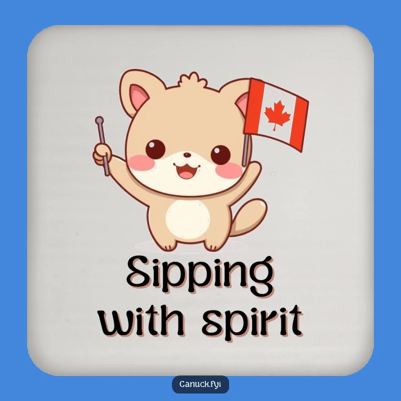 Funny Maple Leaf Flag Animal Drink Coaster - Protect Surfaces with Canadian Charm