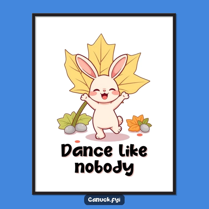 Funny Rabbit Maple Leaf Poster: Bring Joyful Dance Art Home