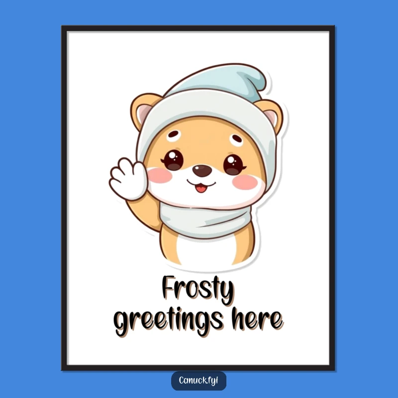 Funny Winter Animal Poster: Cozy Hat Wave, Bring Winter Cheer Home!