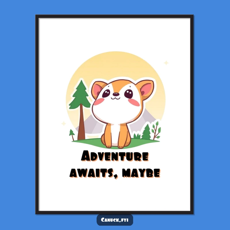 Funny Curious Animal Mountain Poster - Inspirational Wall Art for Dreamers