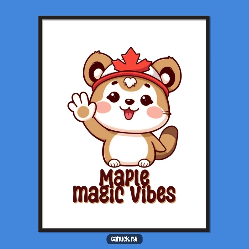 Funny Maple Leaf Animal Poster: Decorate with Enthusiastic Canadian Cheer