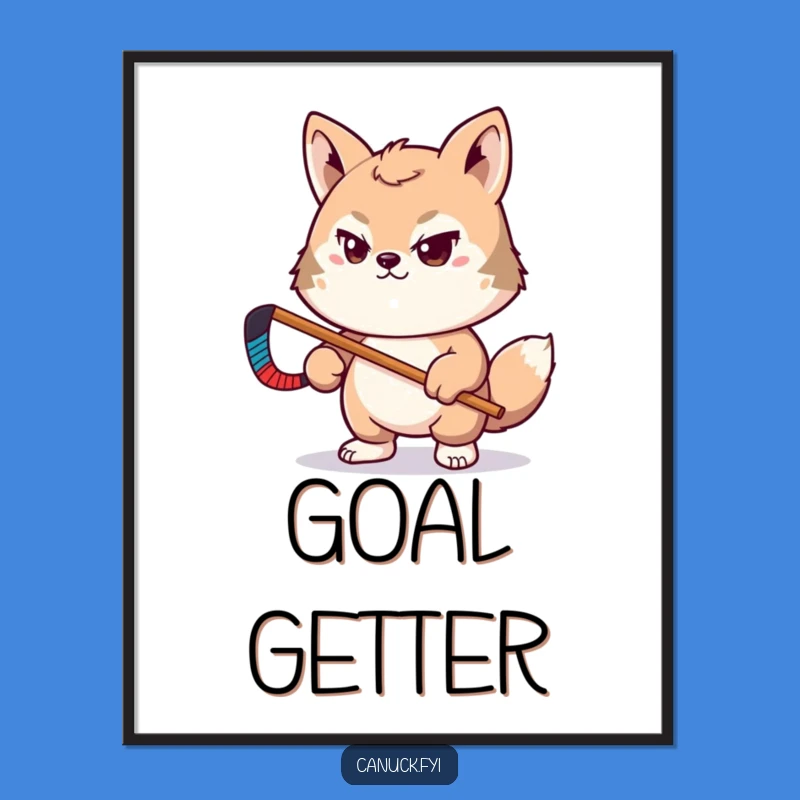 Funny Hockey Art Poster - Determined Animal Pal, Wall Decor Gift Idea