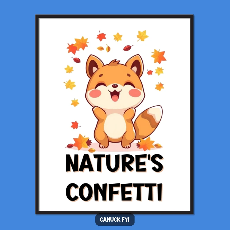 Funny Happy Animal Maple Seed Poster - Bring Autumn Indoors