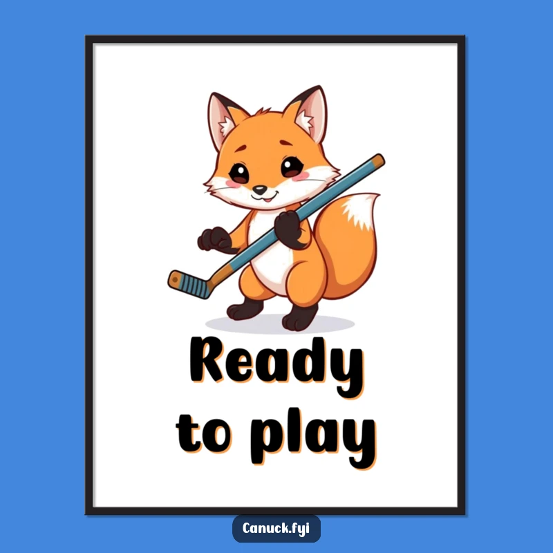 Funny Fox Hockey Poster: Playful Animal Art for Sports Decor!