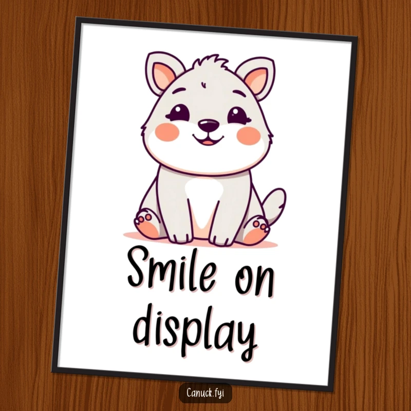 Cute animal with a friendly, welcoming grin, presented as humorous and cheerful poster art.