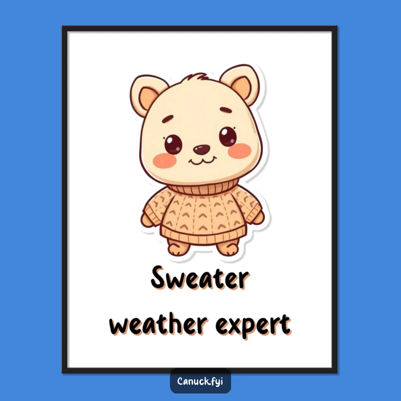 Funny Smiling Animal Sweater Poster - Cozy Wall Art