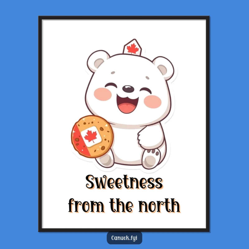 Funny Polar Bear Poster: Canadian Cookie Offer, Hearty Laugh, Humorous Wall Art, Perfect Funny Gift