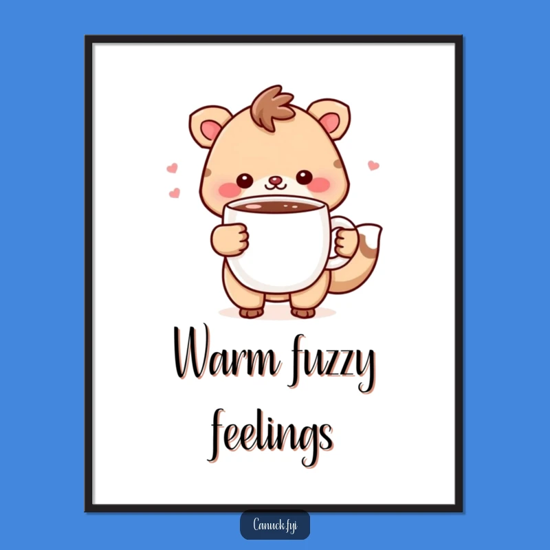 Funny Animal Hot Chocolate Poster: Cheerful Cocoa Scene for Cozy Decor