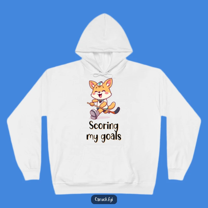 Cozy Funny Hockey Hoodie: Joyful Animal Puck Kicker, Warm and Playful Gift