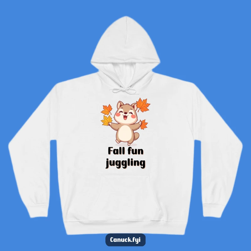 Funny Joyful Juggler Animal Hoodie - Cozy Autumn Leaf Sweatshirt