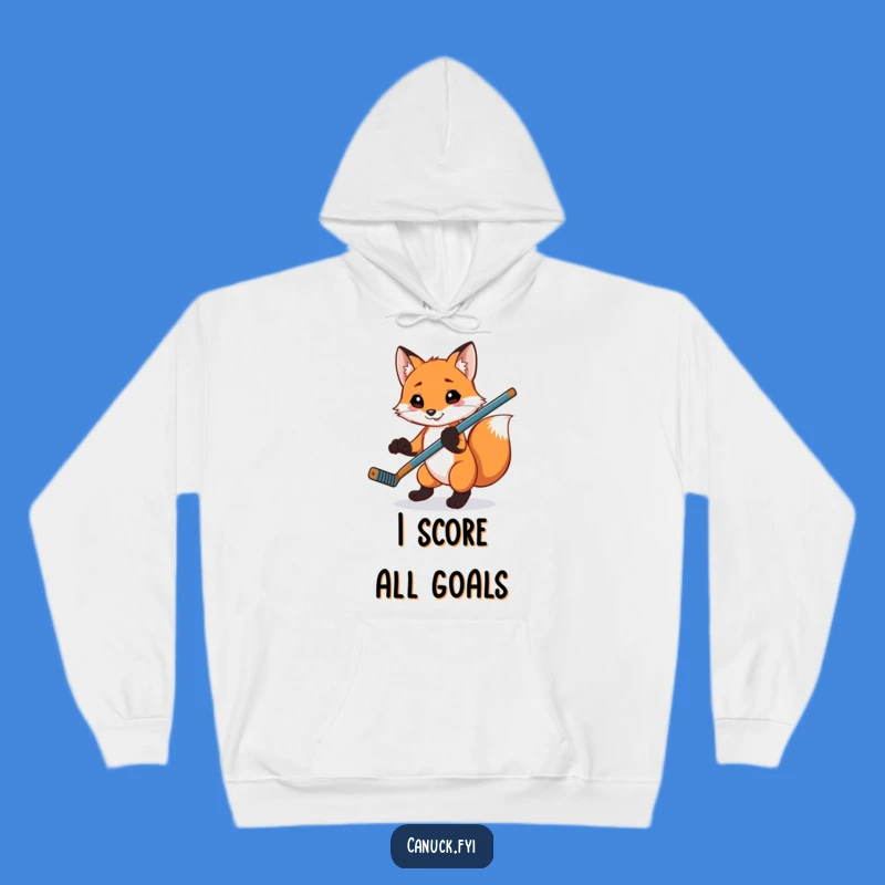 Funny Fox Hockey Hoodie: Cozy Playful Animal Wear for Game Day!