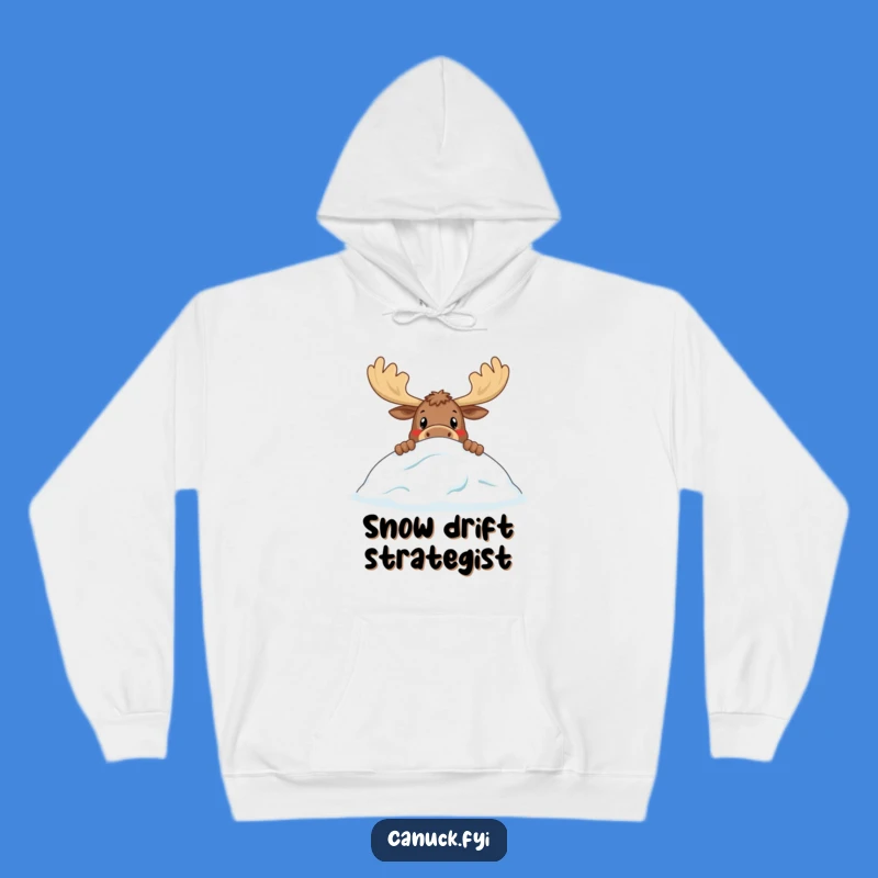 Funny Moose Snowdrift Hoodie - Cozy & Hilarious Winter Wildlife Apparel Gift