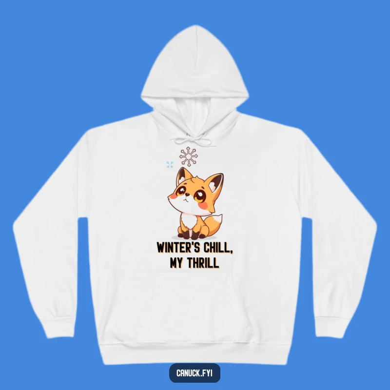 Funny Fox Cozy Hoodie: Warm Winter Gear with a Curious Fox & Snowflake Design