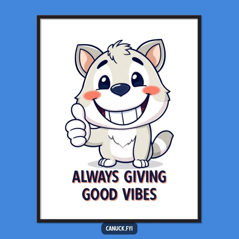 Free Printable Grin Wall Art: Happy Mascot Thumbs Up Funny Downloadable Gift