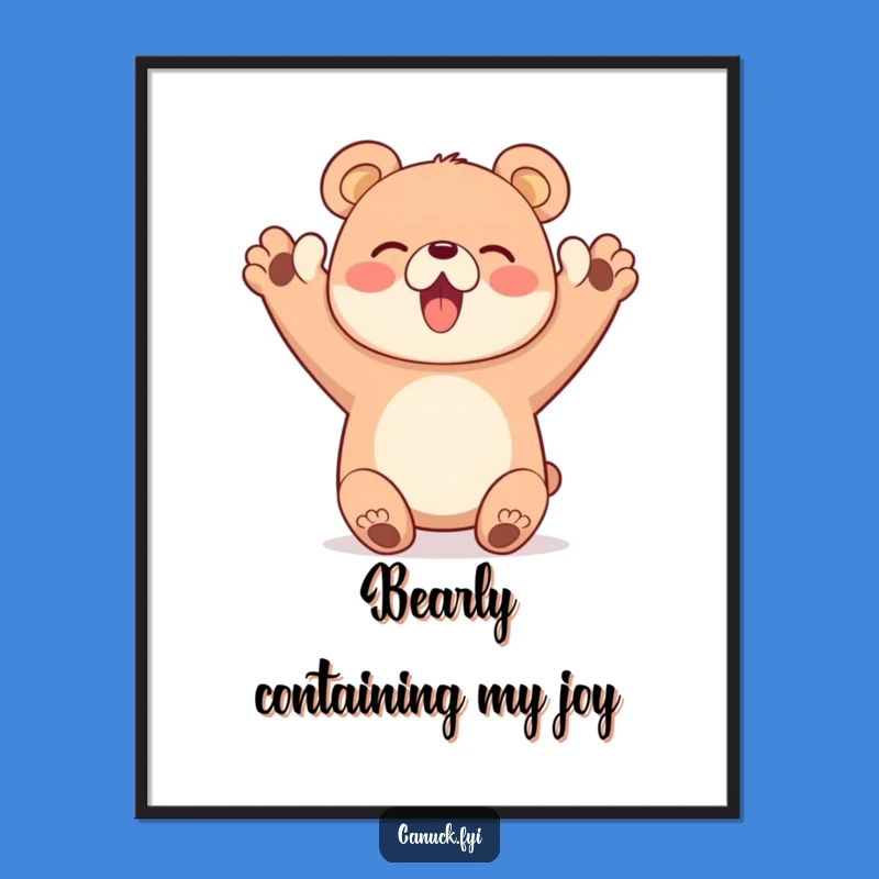 Free Printable Cheer Wall Art: Happy Bear Paws Up Funny Downloadable Gift