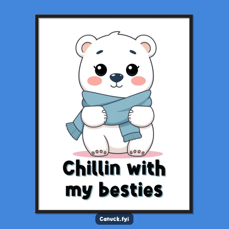 Free Printable Cozy Polar Bear Hug Art - DIY Downloadable Decor Gift