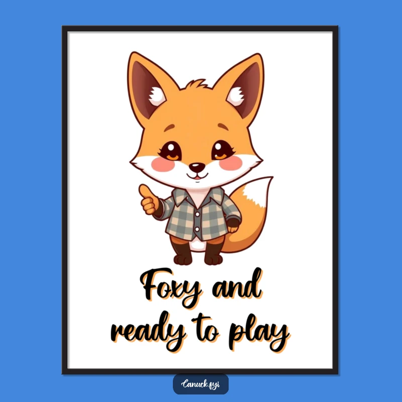 Free Printable Fox Wall Art: Playful Plaid Pal Funny Downloadable Gift
