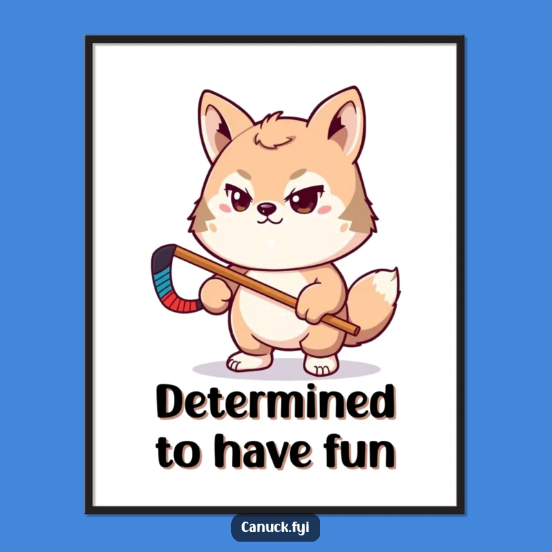 Free Printable Hockey Wall Art: Determined Animal Pal Funny Downloadable Gift