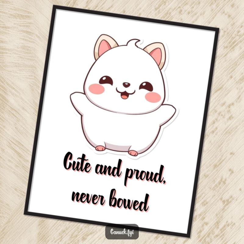 Funny Free Printable Wall Art: Chubby animal character beaming with pride and happiness, a delightful and humorous addition to any room.