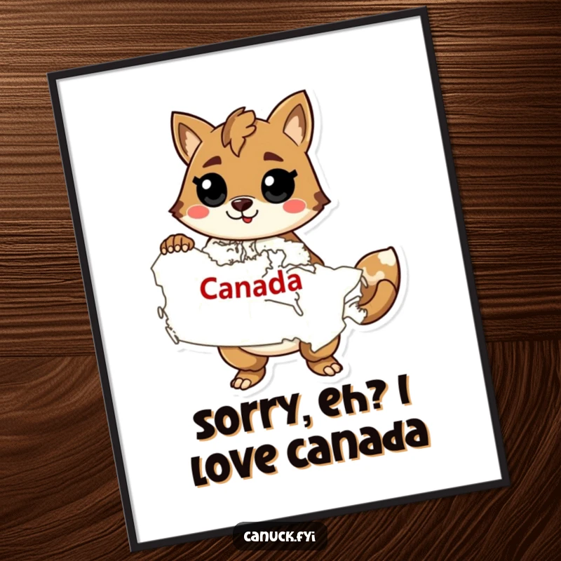 Funny Free Printable Wall Art: A confident animal strikes a pose with a map of Canada, adding a touch of national pride and humor.