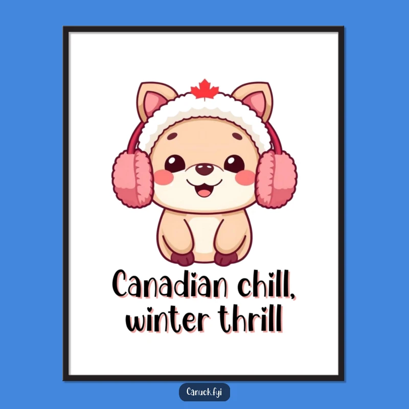 Free Printable Wall Art: Cozy Canadian Animal Character in Earmuffs