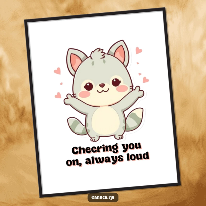 Funny Free Printable Wall Art: Cute animal character sharing an enthusiastic celebratory gesture, bringing fun vibes to your decor.