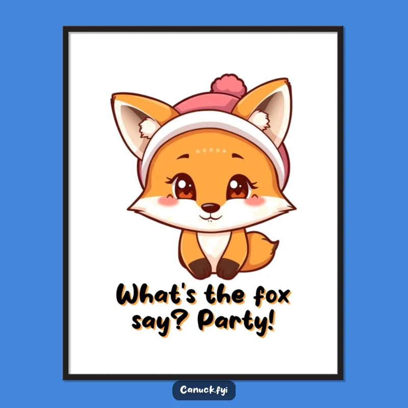 Funny Free Printable Fox Wall Art: Tuque-Wearing Trickster for Quirky Decor!