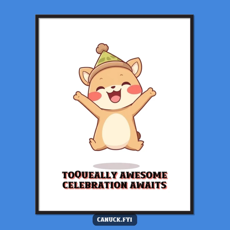 Funny Free Printable Wall Art: Animal Toque Leap - Quirky Downloadable Decor Gift