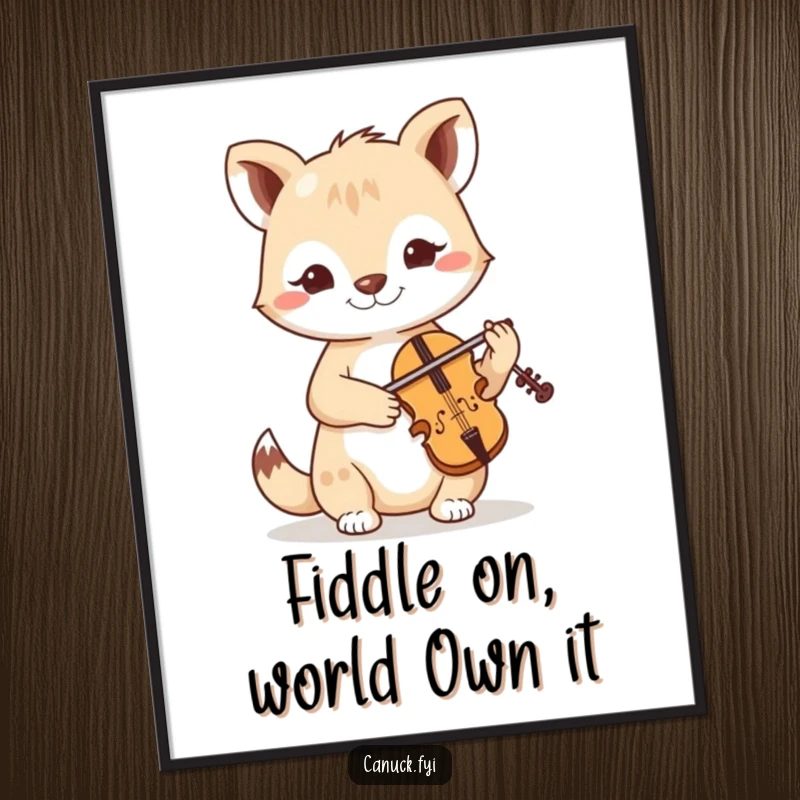 Funny Free Printable Wall Art: a determined animal focused on playing a tiny fiddle, bringing whimsical charm to any room. Downloadable decor.
