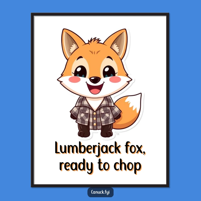Funny Free Printable Wall Art: Fox Lumberjack Grin - Downloadable Rustic Decor