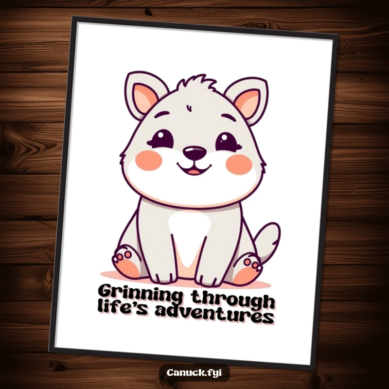 Funny Free Printable Wall Art featuring a cute animal with a friendly, welcoming grin, perfect for downloadable cheerful decor.