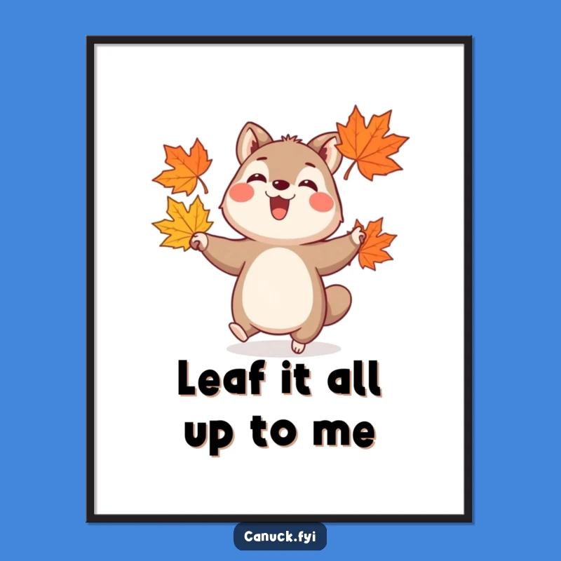Funny Free Printable Wall Art: Juggling Leaves Animal, Playful Downloadable Home Decor!