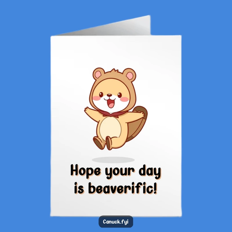 Free Printable Birthday Card: Beaver Tail Animal Funny Party Card Download