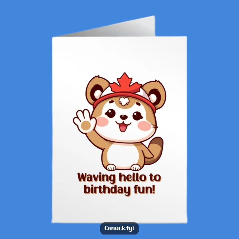 Free Printable Birthday Card: Maple Leaf Animal Waves, Funny Canadian Downloadable Gift