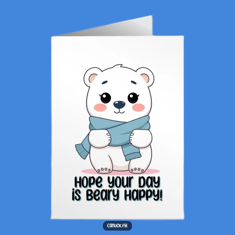 Free Printable Cozy Polar Bear Hug Card - DIY Birthday Downloadable Gift