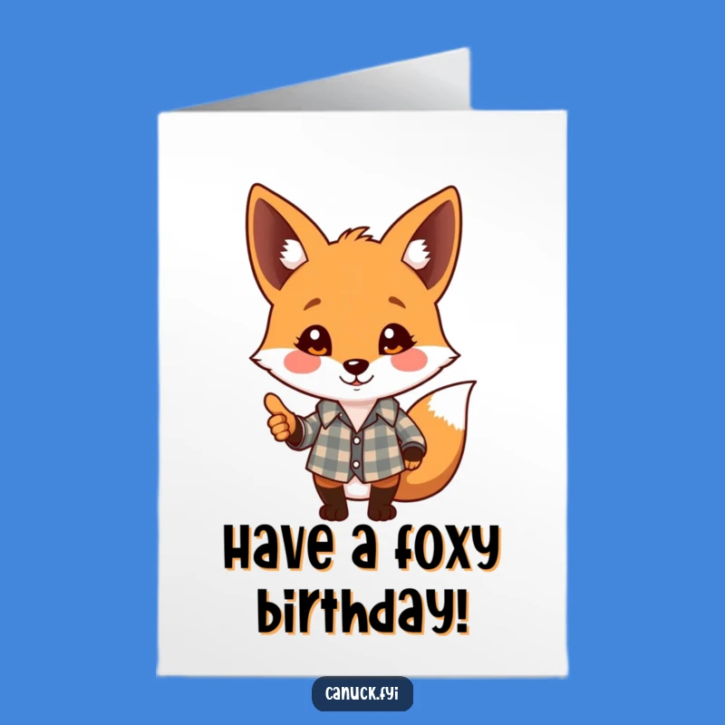 Free Printable Fox Birthday Card: Playful Plaid Pal Funny Downloadable Gift