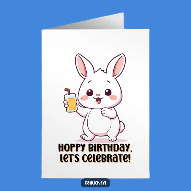 Free Printable Rabbit Birthday Card: Humorous Bunny Beer Lover Downloadable Greeting