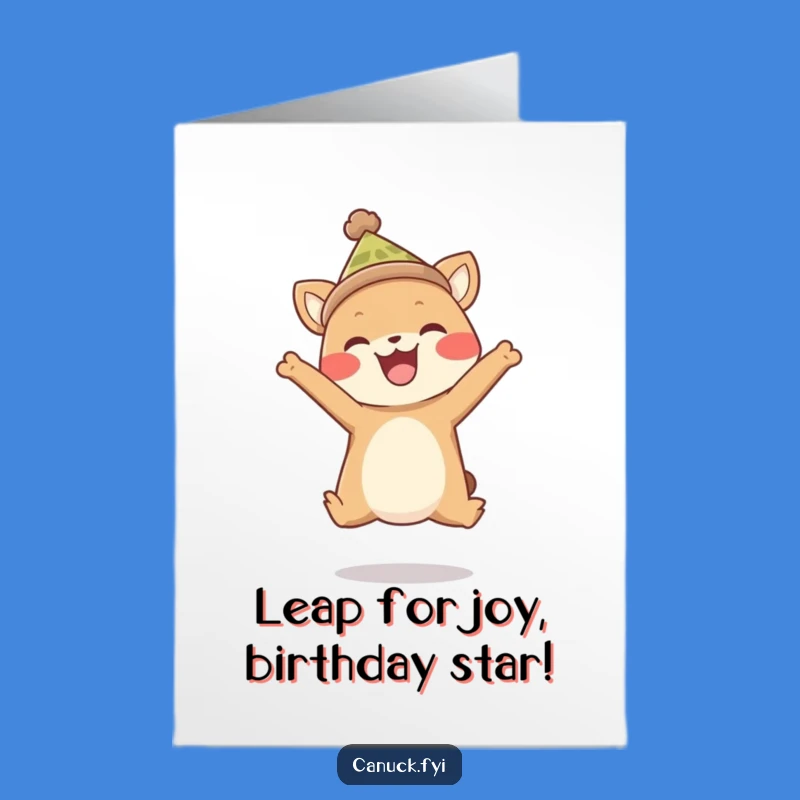 Free Printable Birthday Card: Funny Animal Toque Leap - Instant Download Gift